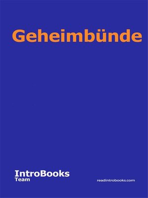 cover image of Geheimbünde